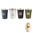 Set of 4 Outdoor 304 Stainless Steel Cups Coffee Tea Beer Camping Water Cups