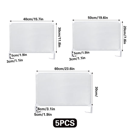 Shelf Dividers 5PCS White Snap On Partition 3 Sizes for Garage Warehouse Pantry