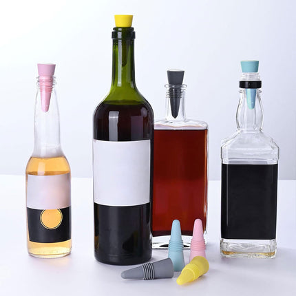 4 PCS Silicone Bottle Stoppers – Reusable Wine Beverage Sealer Bar Tool Set
