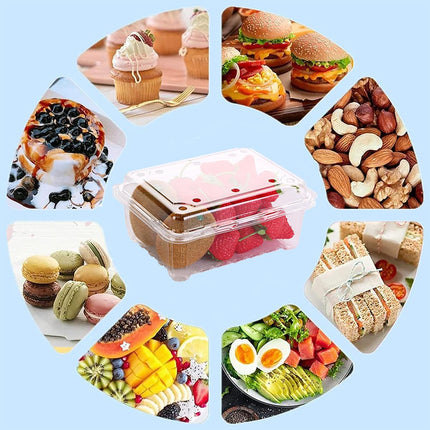 100pcs Transparent Plastic Fruit Box with Tape Cover Storage Packaging for Fruit
