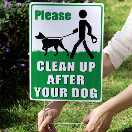 2PCS Clean Up After Your Dog Sign Dog Litter Clean Up Sign 20x30cm Stable Sturdy
