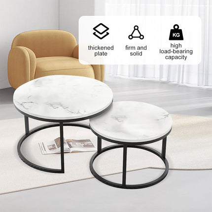 Round Tea Table Living Room Rock Plate for Home Coffee Table Modern Decor