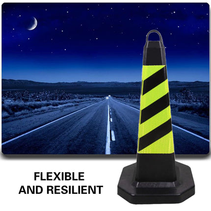 2PCS Road Rubber Traffic Cone Safety Cone Flexible Resilient for Construction