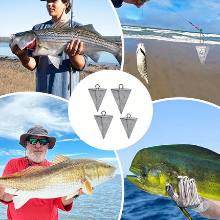 Four Sided Triangular Fishing Lead Sinker with Ring Conical Drop Weight Tackle