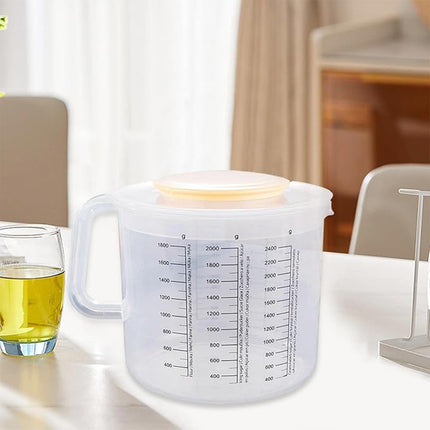 2.5L Plastic Baking Measuring Cup Splash Proof Graduated Mixing Bowl With Lid