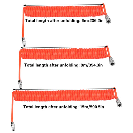 Pneumatic Spring Air Hose Telescopic PE Tube for Compressor Aquarium 6m 9m 15m