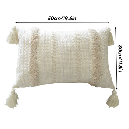 Bohemian Woven Pillow Cushion Waist Support Beige Decorative Sofa Throw Pillow
