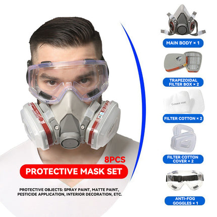 8PCS 6200 Protective Face Mask Respirator with 2 Filters for Painting Sanding