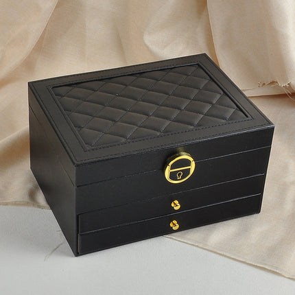 Jewelry Organizer Box 3 Layer leather Storage Case for Rings Earrings Necklaces