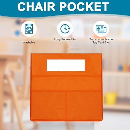 6Pcs Oxford Cloth Chair Back Storage Pocket Organisers with Name Tag Slot