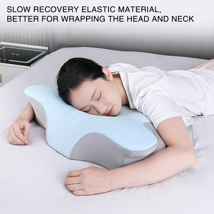 Memory Foam Neck Pillow Butterfly Contour Bolster 62 x 41cm Blue or Grey