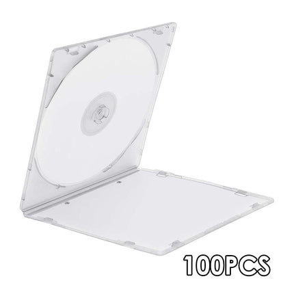 100pcs Transparent Square CD DVD Storage Box Protective Plastic Case for Discs