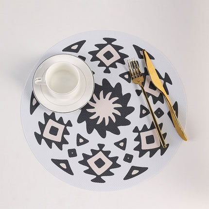 4PCS Bohemian Placemats Round Printed Table Mat Easy Clean Heat Resistant Dining