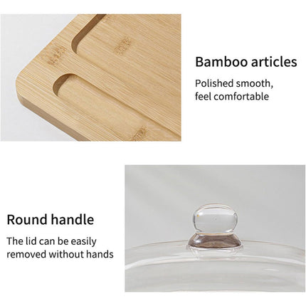 Butter Dish Glass Lid Cheese Cake Dessert Box Storage Container Kitchen Table