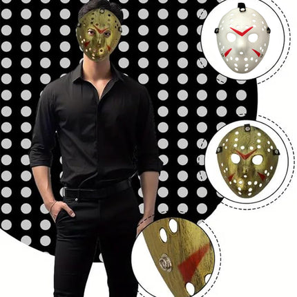 2pcs Horror Hockey Style Mask Halloween Costume Party Scary Face Cover