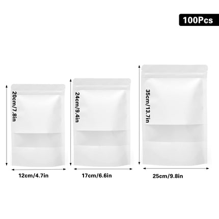 100PCS Kraft Paper Bags with Clear Window Gift Bags Easy to Use for Small Items