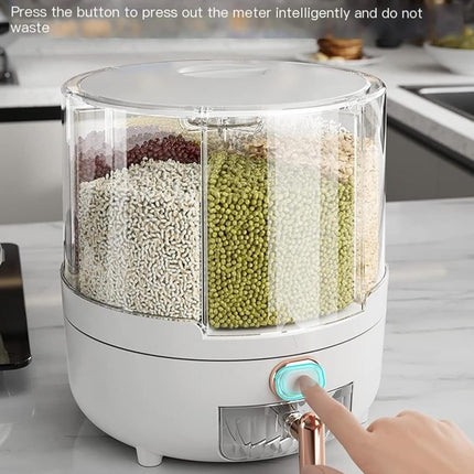 Rotating Grain Dispenser Container 360 Spin PP Multi Compartment 25 x 23.5cm
