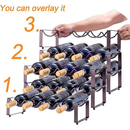 Iron Wine Rack Bottle Holder Metal Display Stand Tabletop Decorative Storage