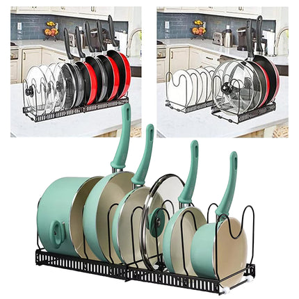 Retractable Kitchen Storage Rack Pot Lid Holder Cutting Board Organizer Stand