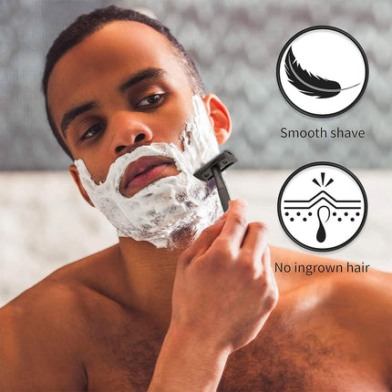 Double Edge Safety Razor Manual Shaver Diamond Grip Grey 10 Blades 4.3 x 10.8cm
