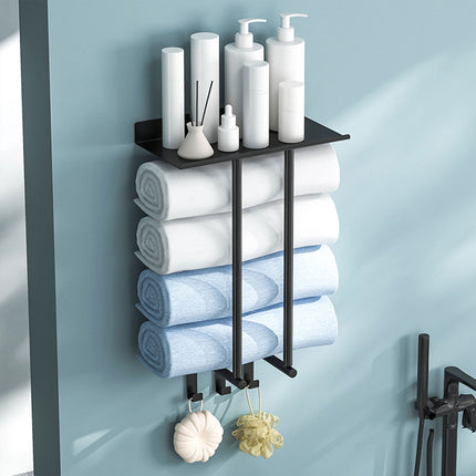 Bathroom Towel Rack Wall Mounted Storage Shelf Multifunction Holder for Toilet