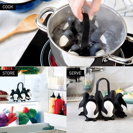 Penguin Shape Egg Holder Boil Cooker Can Hold Up To 6 Eggs Compatible Egguins