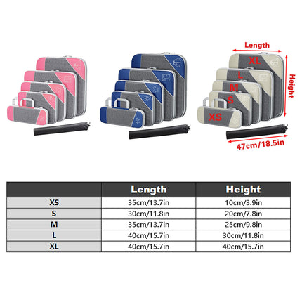 6PCS Compression Packing Cubes Expandable Luggage Storage Bag Travel Packing Bag