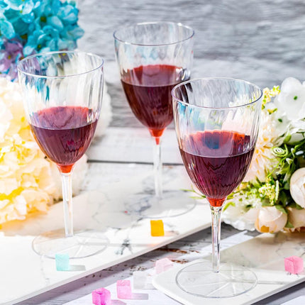 8pcs 210ml Plastic Twill Wine Glass Transparent Tall Drinking Cup for Party Bar