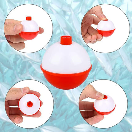 Fishing Bobbers Set 50PCS ABS Snap On Float Balls Spherical Tackle for Fishing