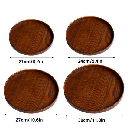Round Wooden Serving Tray 4 Sizes Living Room Kitchen Dining Table Serving Tray