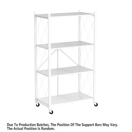 Foldable 4 Tier Kitchen Storage Rack on Wheels