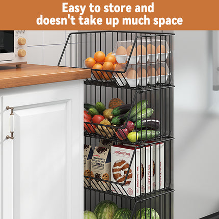 5-Layer Kitchen Storage Rack Rolling Cart Durable for Fruits Vegetables Pantry