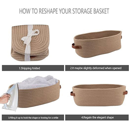 Oval Storage Basket with Handles Shelf Organiser Bin Laundry Toy Container