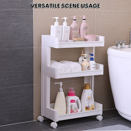 Bathroom Multi-Tier Mobile Storage Rack with Wheels Space-Saving For Bath Tools