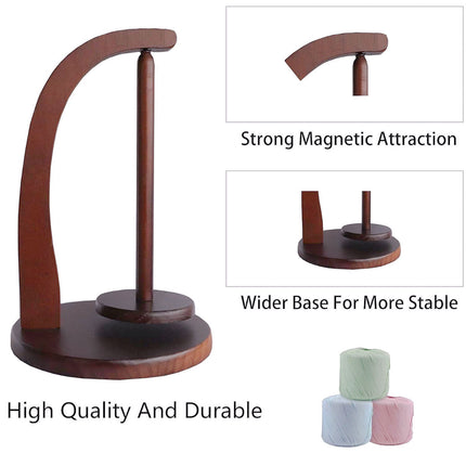 Wooden Rotating Yarn Holder Stand for Knitting Crochet Bobbin Wool Dispenser