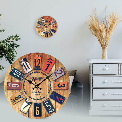 Wooden Wall Clock Round Shape Creative Design For Living Room Bedroom Decoration