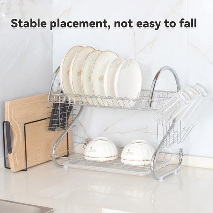 2 Tier Dish Drying Rack Kitchen Countertop Tableware Storage Organizer Holder