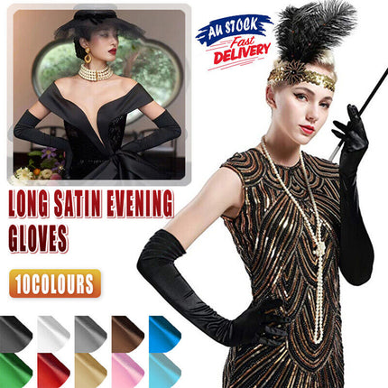 Elegant Long Satin Opera Gloves for Prom Party Wedding Costume or Formal Dress