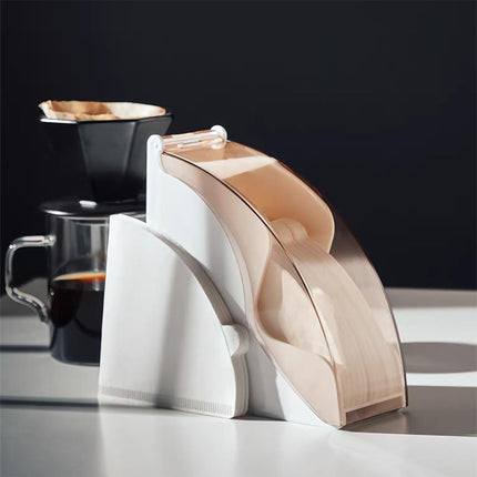 Fan Shaped Coffee Filter Storage Dustproof Box Easy To Access For Cafe Kitchen