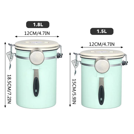 1.5L or 1.8L 304 Stainless Steel Airtight Jar with Vent Valve For Coffee Bean Tea