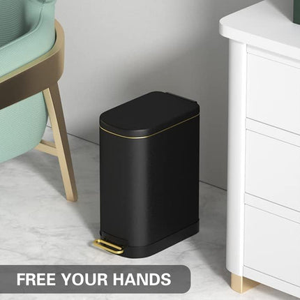 10L Stainless Steel Pedal Trash Can Hands Free Anti Odor Easy Clean Waste Bin