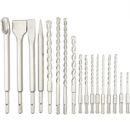 17PCS Round Shank Impact Hammer Drill Bits Durable Concrete Brick Stone Drilling