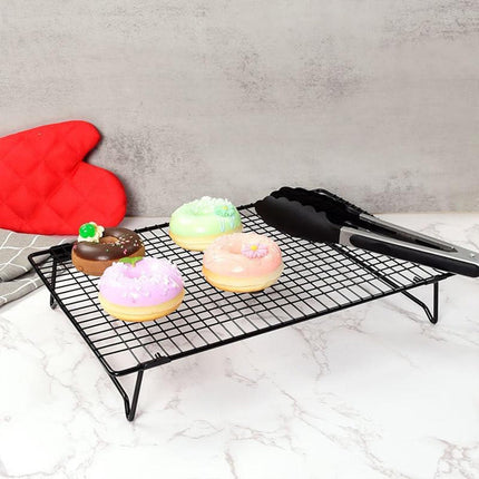 Collapsible Black Mesh Cake Cooling Rack Foldable Baking Tray for Kitchen Use