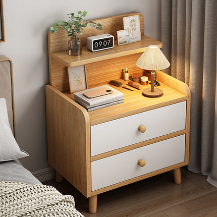 Minimalist Bedside Table 40cm White 1 Drawer or Khaki 2 Drawer with Open Shelf