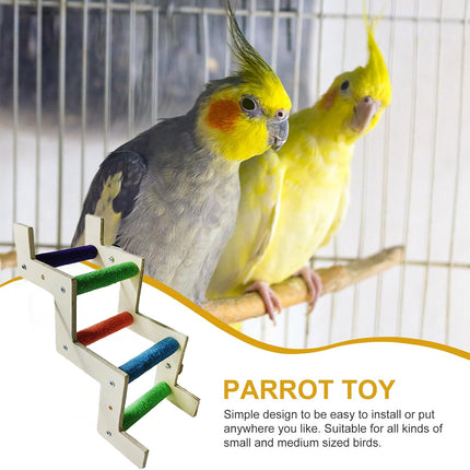 Wooden Parrot Climbing Ladder Swing Toy Claw Grinding Sanded for Small Birds