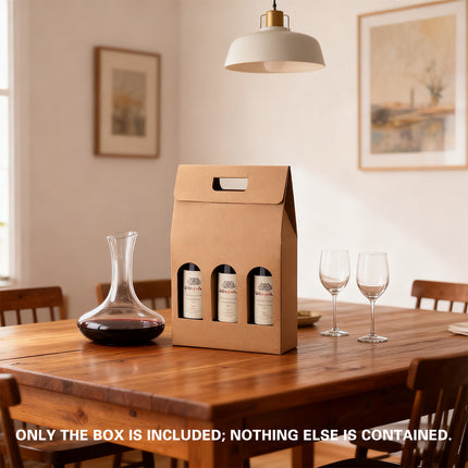 5PCS Handheld 3 Bottles Wine Gift Box Kraft Paper for Wine Bottles Gift Packaging