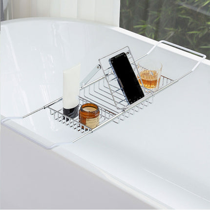 Bathtub Rack Bathroom Storage Shelf Telescopic Adjustable Organiser Tray Home