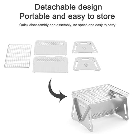 Camping Mini BBQ Grill Portable Charcoal Barbecue Grill Stainless Steel Camping