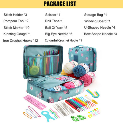 Beginner Crochet Yarn Set with Storage Case for DIY Scarf Hat Making Supplies