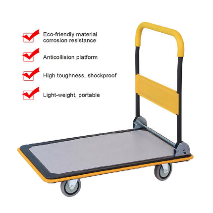 Compact Foldable Platform Trolley Cart Steel Deck Swivel Wheels Home Warehouse